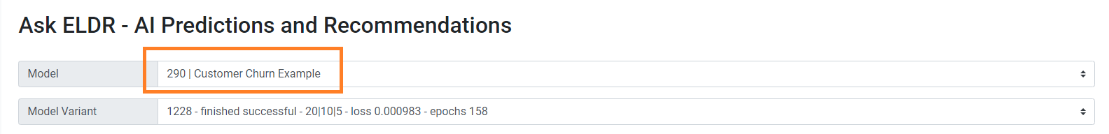 ELDR AI Ask via CSV Select Model