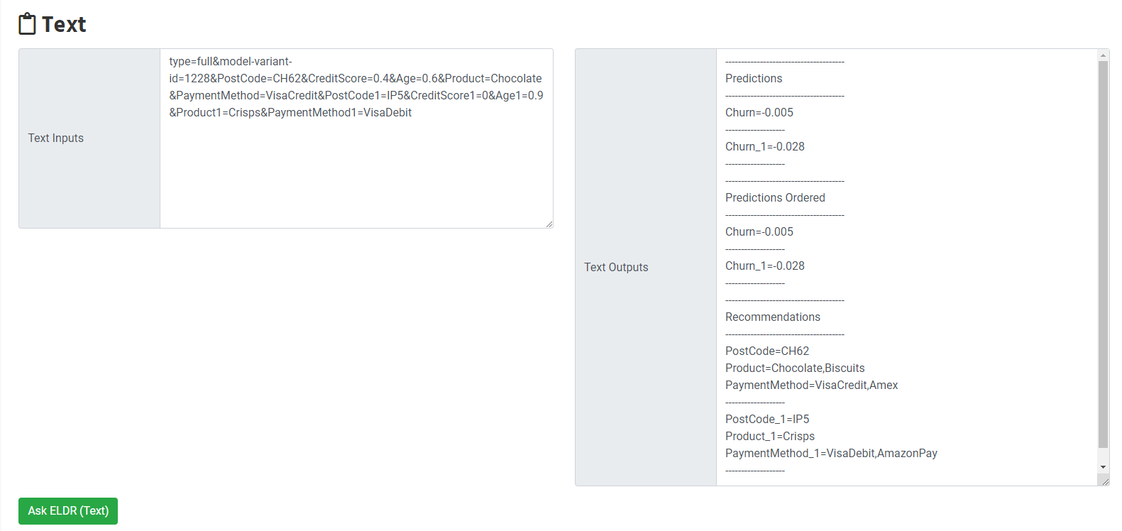 ELDR AI Ask via Text