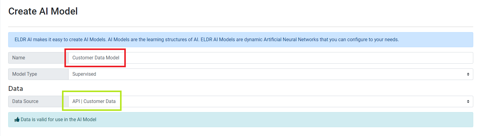 ELDR AI Create Model