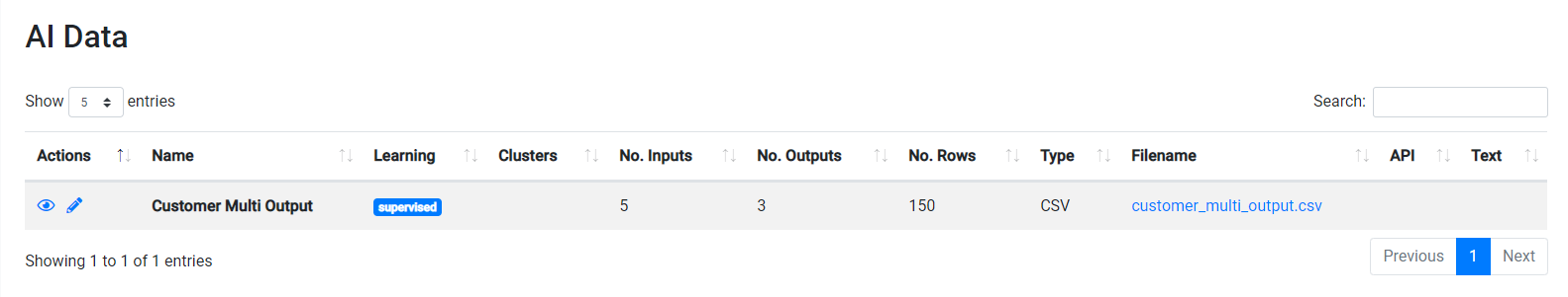 ELDR AI Data List Multi Output