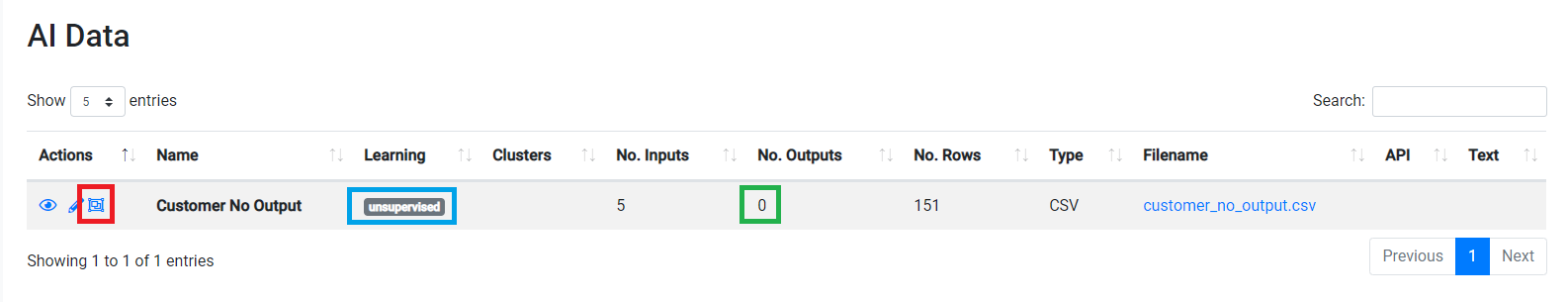 ELDR AI Data List No Output