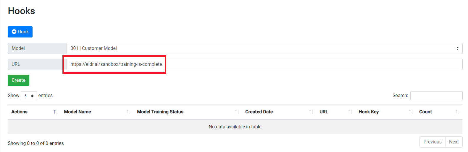 ELDR AI Integration via API - Create Hook