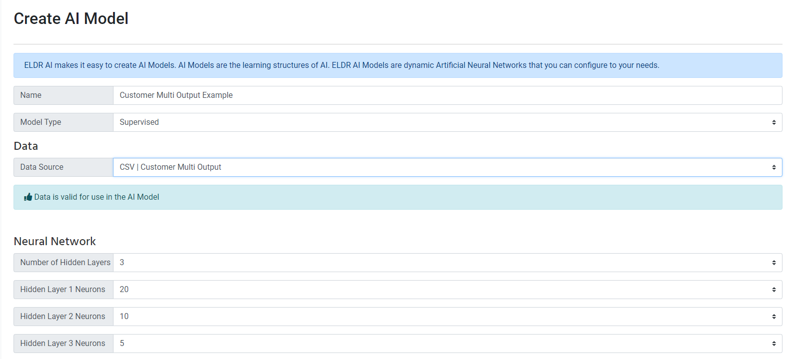 Create ELDR AI Model Multi Output- Artificial Neural Network