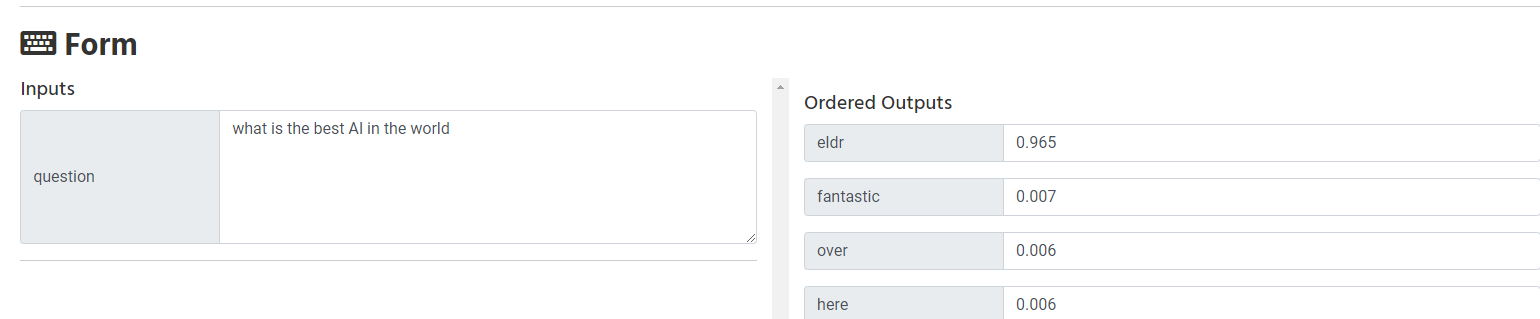 ELDR AI NLP Input Output Chat Bot Form