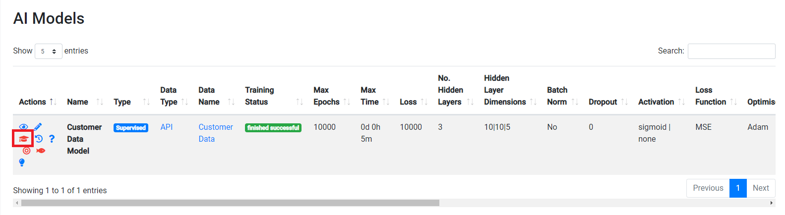 ELDR AI Training Model History Click