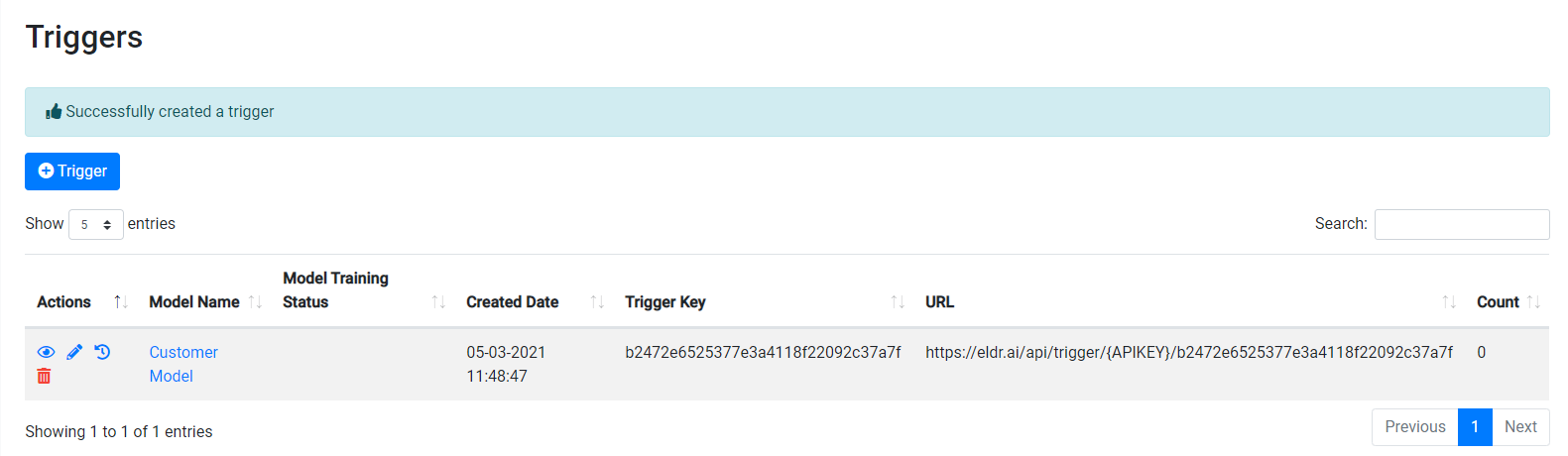 ELDR AI Integration via API - Create Trigger Three